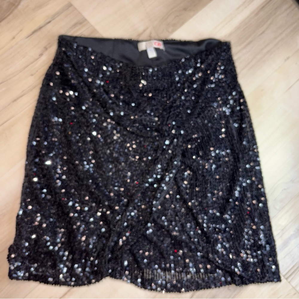 Gianni Bini Black Sequin Mini Skirt